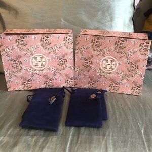 Beautiful New Tory Burch gift bags and 4 jewelry pouches